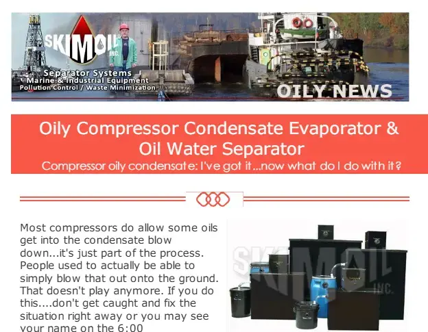 Oily News: — Compressor Condensate OWS Evaporator