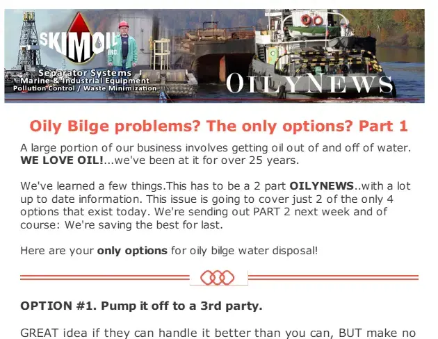 Oily News: — Oily Bilge problems? The only options? Part 1